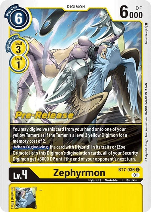 Zephyrmon (#BT7-036 U) (Next Adventure Pre-Release Cards) Near Mint Foil