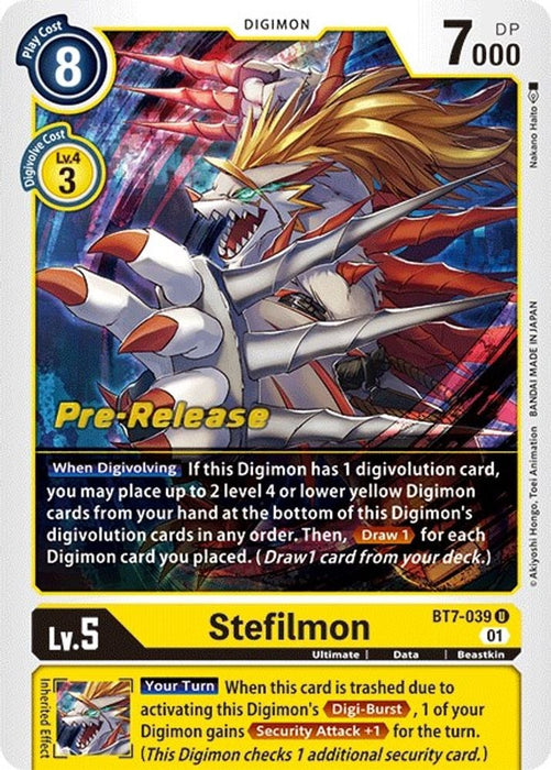 Stefilmon (#BT7-039 U) (Next Adventure Pre-Release Cards) Near Mint Foil