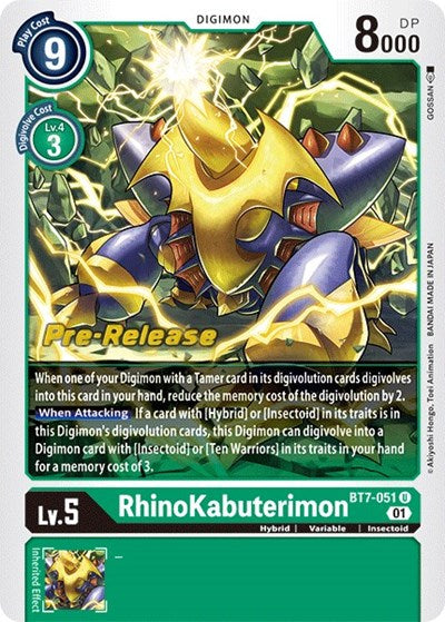 Rhinokabuterimon (#BT7-051 U) (Next Adventure Pre-Release Cards)