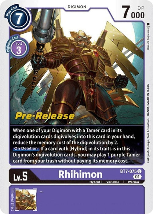 Rhihimon (#BT7-075 U) (Next Adventure Pre-Release Cards) Near Mint Foil