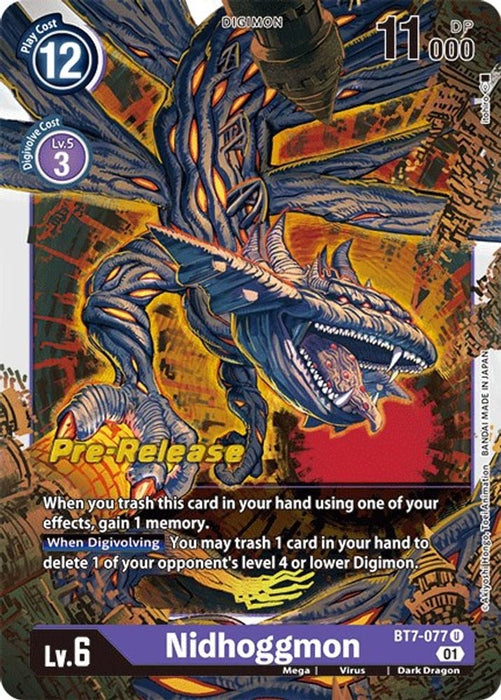 Nidhoggmon (#BT7-077 U) (Next Adventure Pre-Release Cards) Near Mint Foil