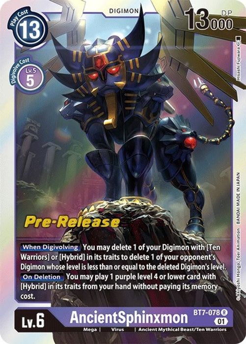 AncientSphinxmon (#BT7-078 R) (Next Adventure Pre-Release Cards) Near Mint Foil