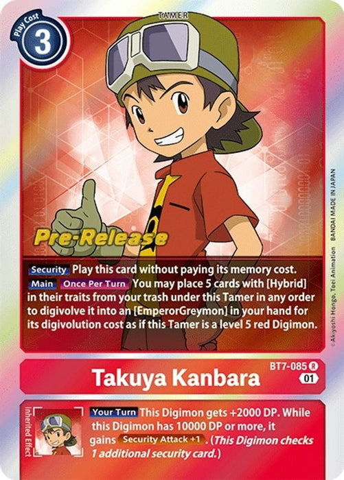 Takuya Kanbara (#BT7-085 R) (Next Adventure Pre-Release Cards) Near Mint Foil