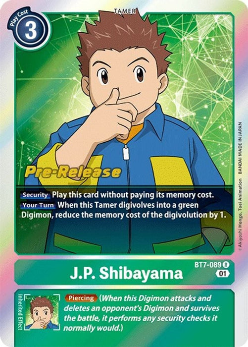 J.P. Shibayama (#BT7-089 R) (Next Adventure Pre-Release Cards) Near Mint Foil