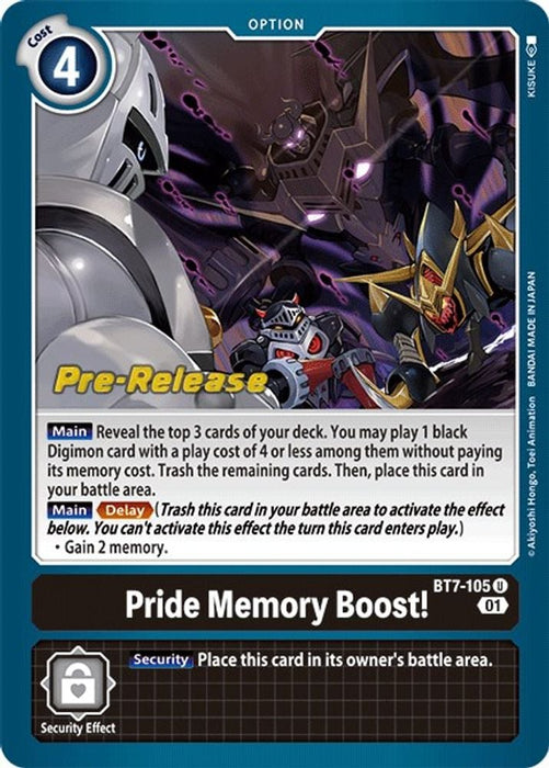 Pride Memory Boost! (#BT7-105 U) (Next Adventure Pre-Release Cards) Near Mint Foil