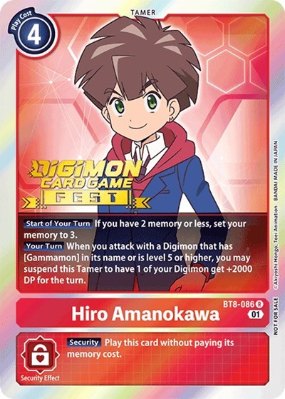 Hiro Amanokawa Digimon Card Game Fest 2022 (#BT8-086 R) (New Awakening)