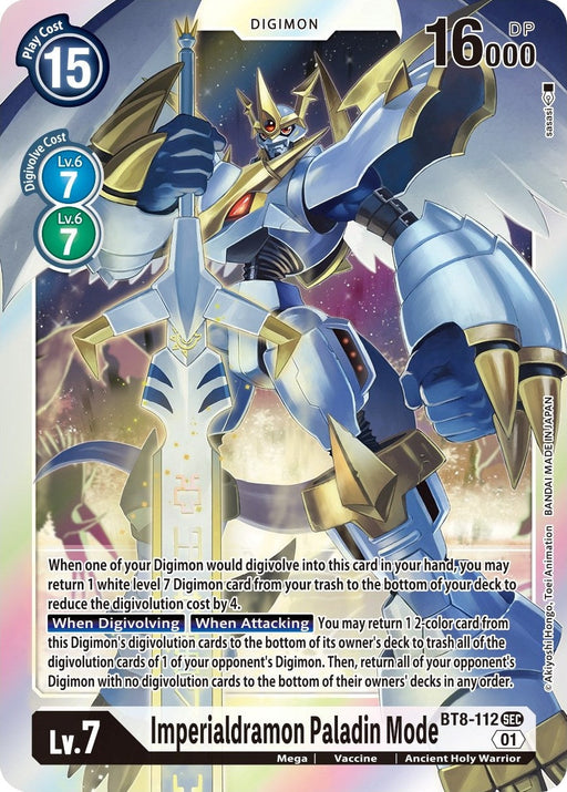 Image for Imperialdramon Paladin Mode (BT8-112 SEC) - Digimon Card Game