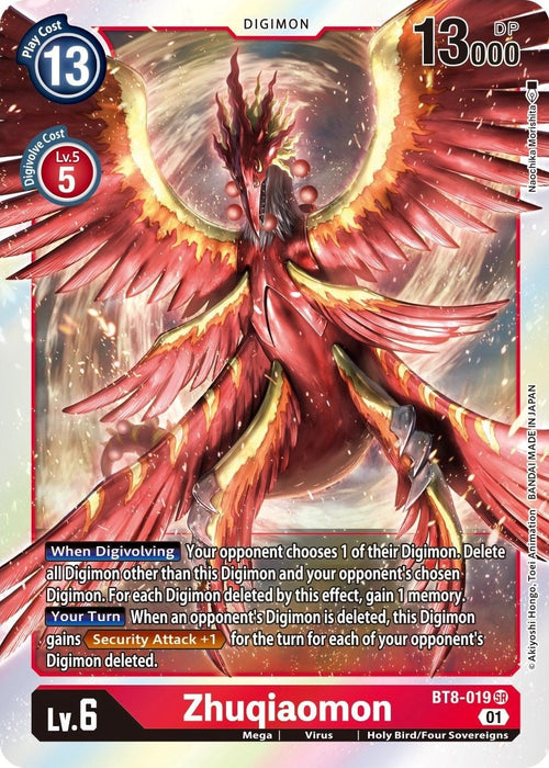 Image for Zhuqiaomon (BT8-019 SR) - Digimon Card Game