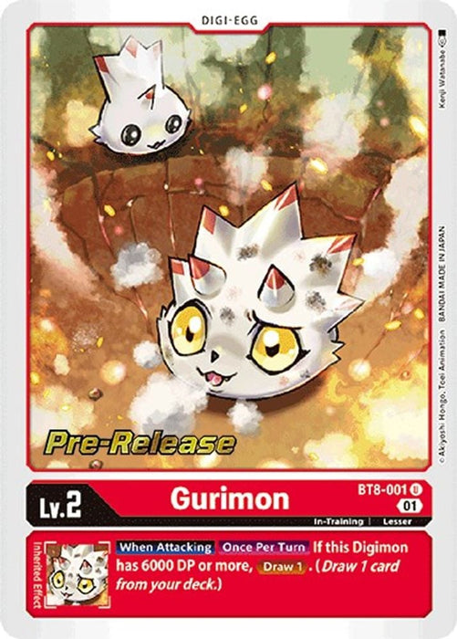 Gurimon (#BT8-001 U) (New Awakening Pre-Release Cards) Near Mint Foil