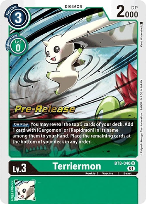 Terriermon (#BT8-046 U) (New Awakening Pre-Release Cards) Near Mint Foil
