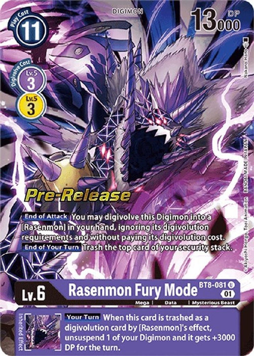 Rasenmon Fury Mode (#BT8-081 U) (New Awakening Pre-Release Cards) Near Mint Foil