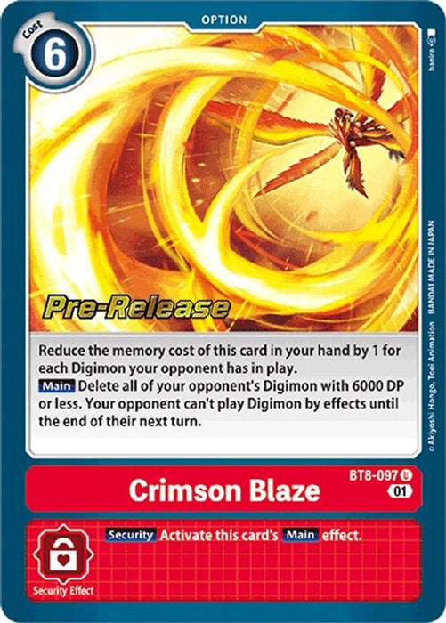 Crimson Blaze (#BT8-097 U) (New Awakening Pre-Release Cards) Near Mint Foil