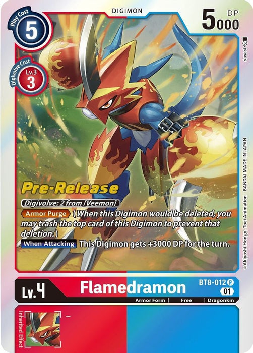 Flamedramon (#BT8-012 R) (New Awakening Pre-Release Cards) Near Mint Foil