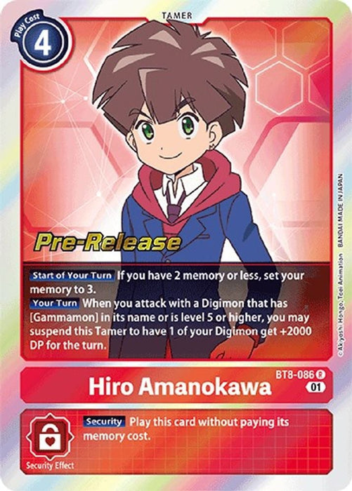Hiro Amanokawa (#BT8-086 R) (New Awakening Pre-Release Cards) Near Mint Foil