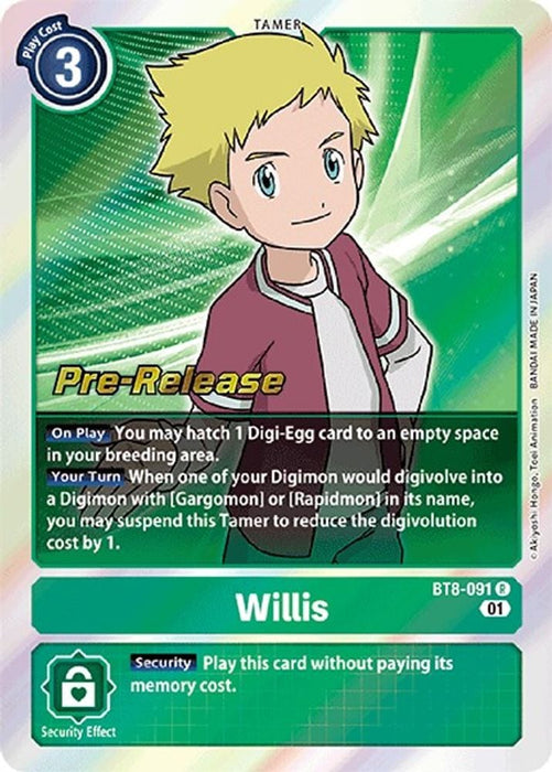 Willis (#BT8-091 R) (New Awakening Pre-Release Cards) Near Mint Foil