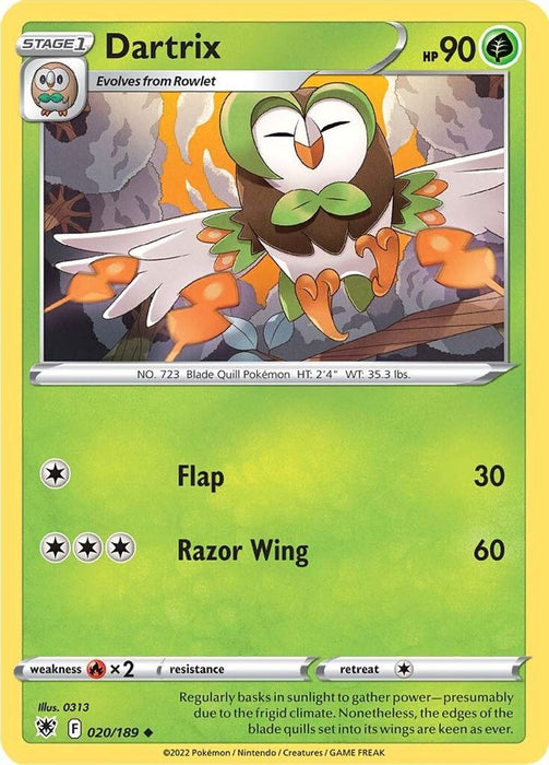 Dartrix (#020/189) (SWSH10: Astral Radiance) Near Mint Reverse Holofoil
