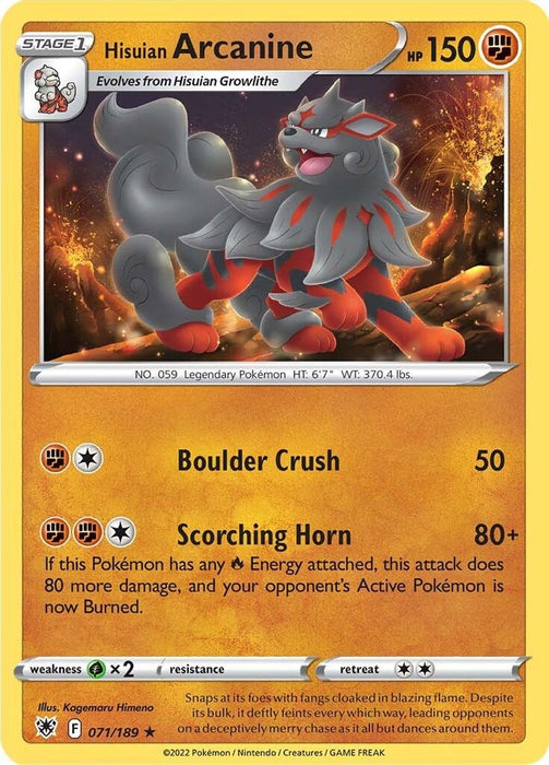Hisuian Arcanine (#071/189) (SWSH10: Astral Radiance) Near Mint Reverse Holofoil