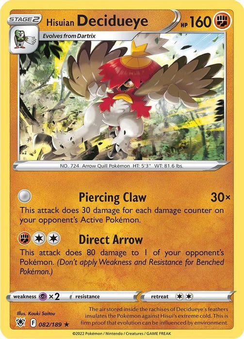 Hisuian Decidueye (#082/189) (SWSH10: Astral Radiance)
