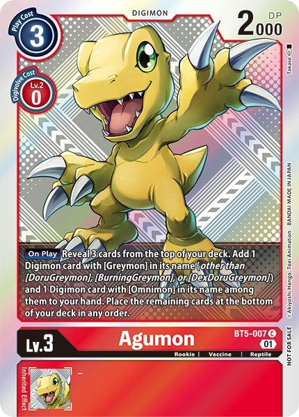 Image for Agumon (New Awakening Pre-Release Tournament Winner Card) (BT5-007 C) - Digimon Card Game