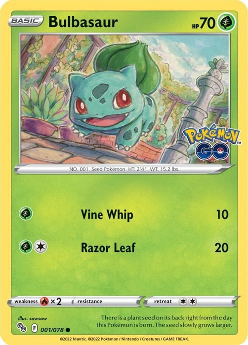 Bulbasaur (#001/078) (Pokemon GO) Near Mint Reverse Holofoil