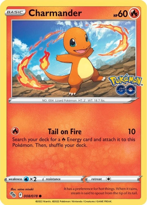 Charmander (#008/078) (Pokemon GO) Near Mint Reverse Holofoil