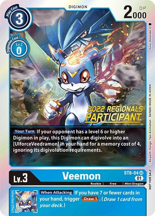 Veemon (2022 Championship Online Regional) [Online Participant] (#ST8-04 SR) (Starter Deck 08: Ulforce Veedramon) Near Mint Foil
