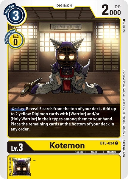 Image for Kotemon - BT5-034 (Tamer Party Vol. 5 Promo) (BT5-034 C) - Digimon Card Game