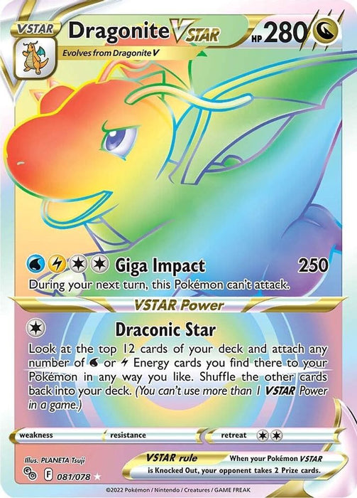 Dragonite VSTAR (Secret) (#081/078) (Pokemon GO) Moderately Played Holofoil