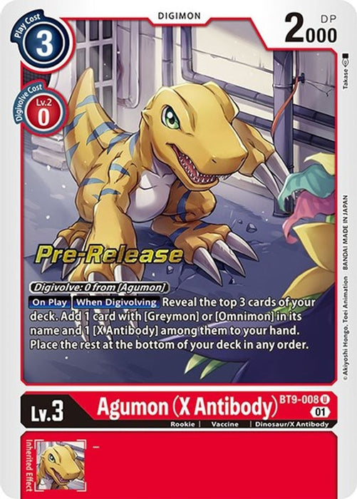 Agumon (X Antibody) (#BT9-008 U) (X Record Pre-Release Cards) Near Mint Foil