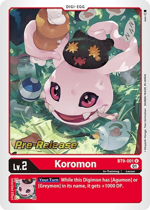 Koromon (#BT9-001 U) (X Record Pre-Release Cards) Near Mint Foil