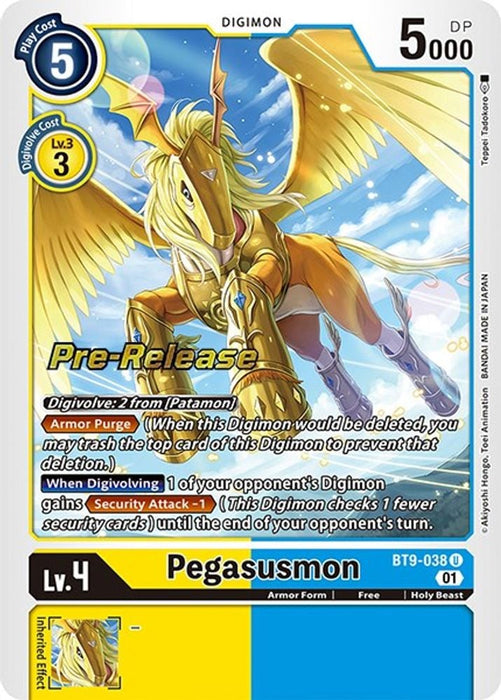 Pegasusmon (#BT9-038 U) (X Record Pre-Release Cards) Near Mint Foil