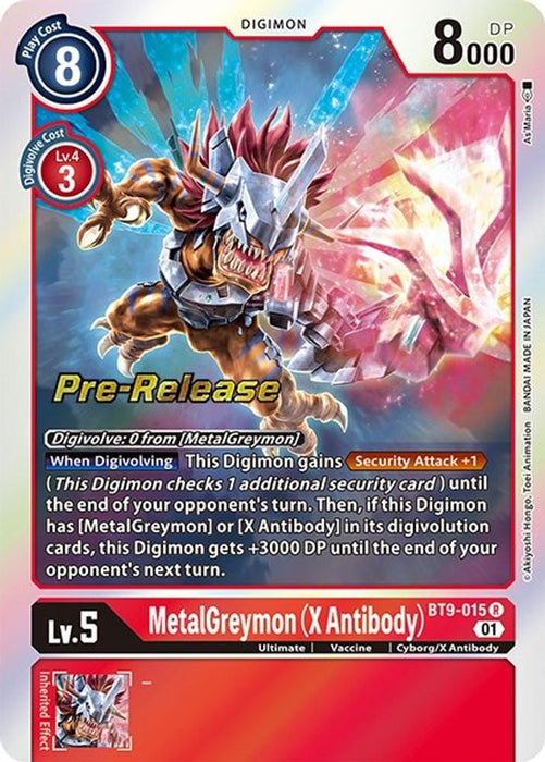 MetalGreymon X Antibody (#BT9-015 R) (X Record Pre-Release Cards) Near Mint Foil