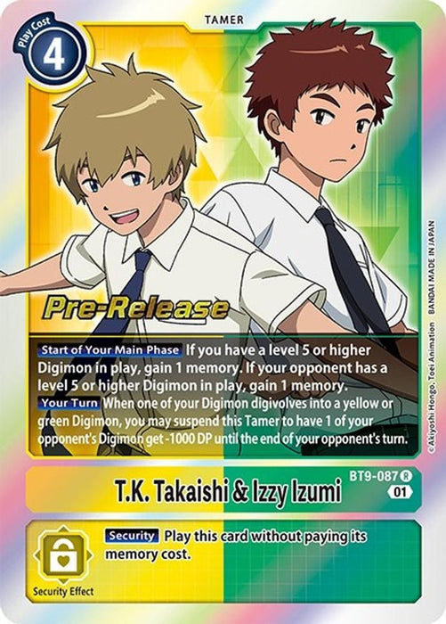 T.K. Takaishi & Izzy Izumi (#BT9-087 R) (X Record Pre-Release Cards) Near Mint Foil