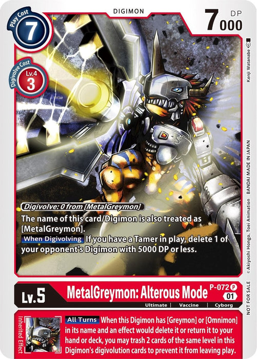 Image for MetalGreymon: Alterous Mode (P-072 P) - Digimon Card Game