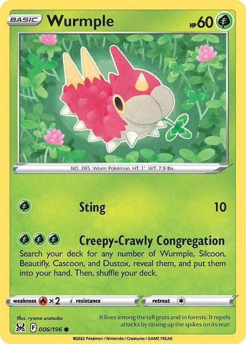 Wurmple (#006/196) (SWSH11: Lost Origin) Near Mint Reverse Holofoil