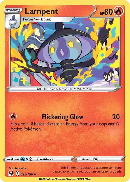 Lampent (#025/196) (SWSH11: Lost Origin) Near Mint Reverse Holofoil