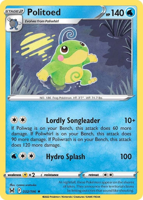 Politoed (#032/196) (SWSH11: Lost Origin) Near Mint Reverse Holofoil