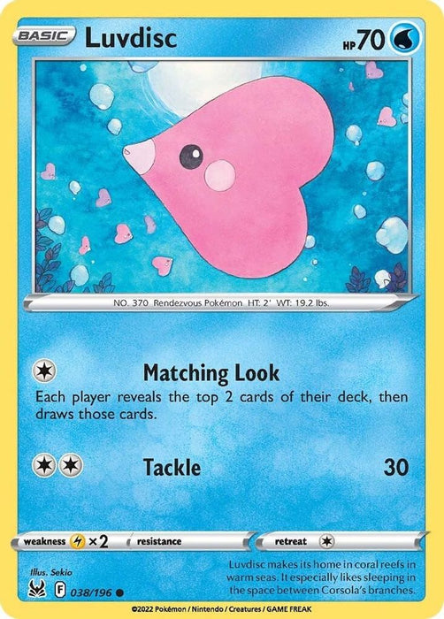 Luvdisc (#038/196) (SWSH11: Lost Origin) Near Mint Reverse Holofoil