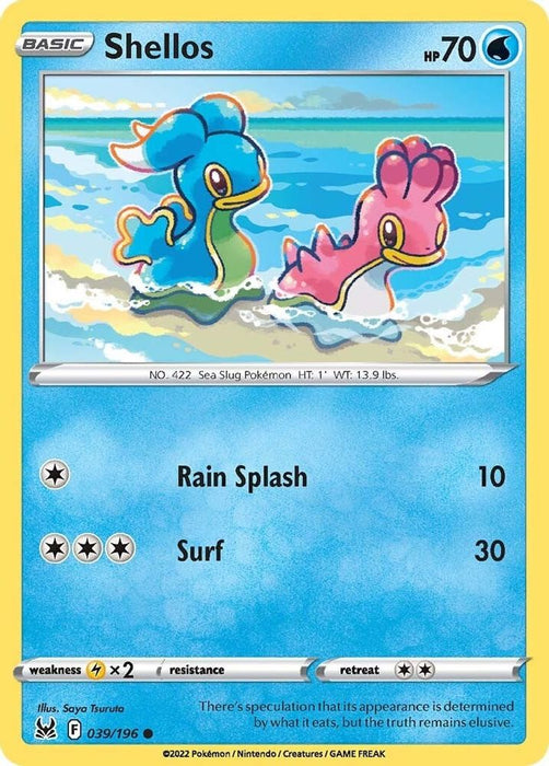 Shellos (#039/196) (SWSH11: Lost Origin) Near Mint Reverse Holofoil