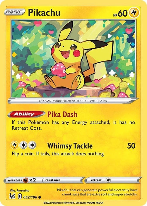 Pikachu (#052/196) (SWSH11: Lost Origin) Near Mint Reverse Holofoil