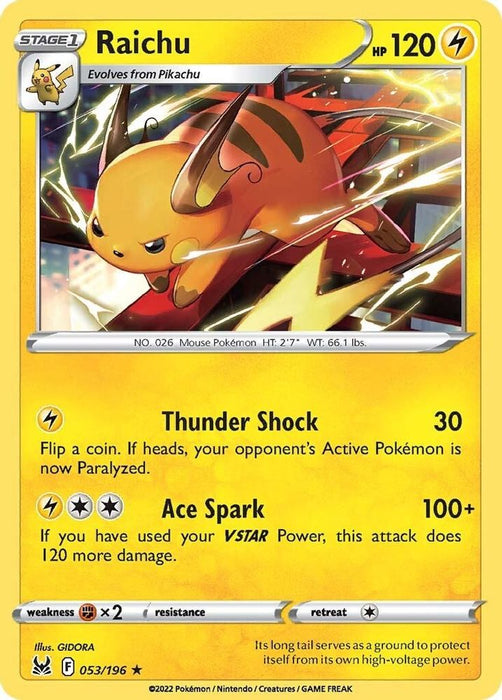 Raichu (#053/196) (SWSH11: Lost Origin) Near Mint Reverse Holofoil