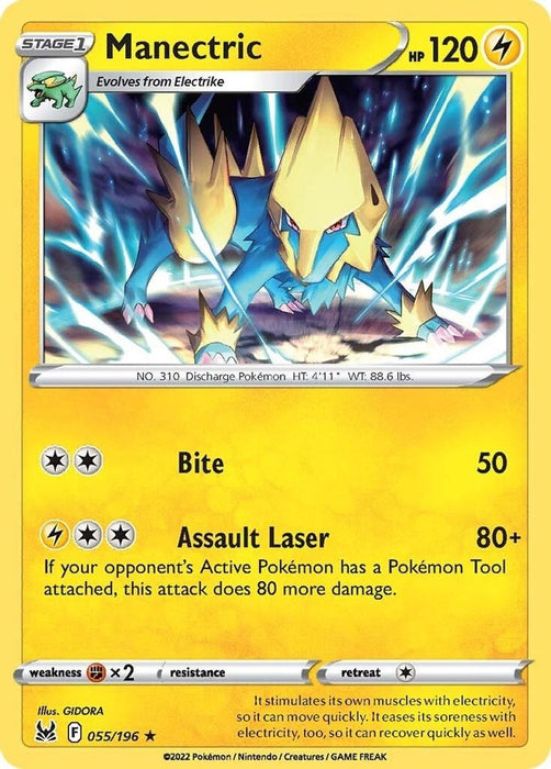 Manectric (#055/196) (SWSH11: Lost Origin) Near Mint Reverse Holofoil