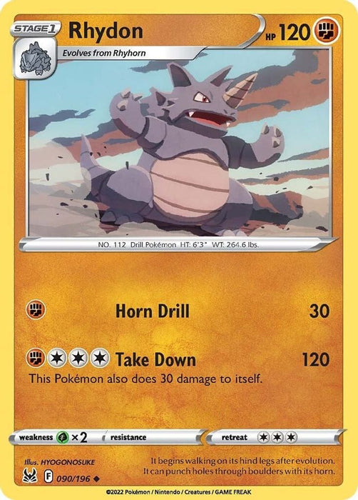 Rhydon (#090/196) (SWSH11: Lost Origin) Near Mint Reverse Holofoil
