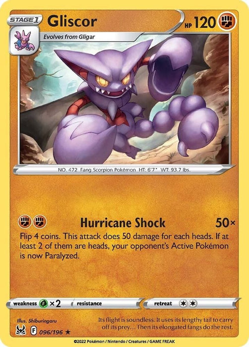 Gliscor (#096/196) (SWSH11: Lost Origin) Near Mint Reverse Holofoil