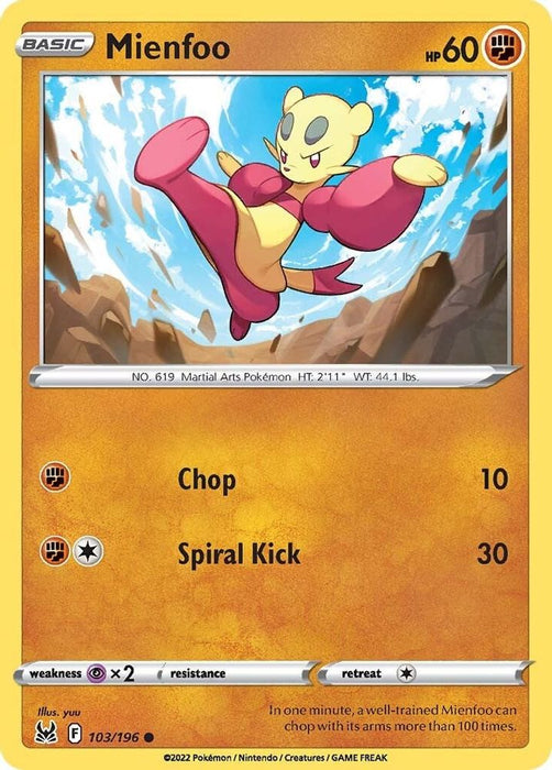 Mienfoo (#103/196) (SWSH11: Lost Origin) Near Mint Reverse Holofoil