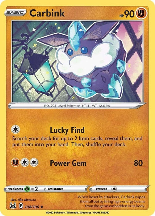 Carbink (#108/196) (SWSH11: Lost Origin) Near Mint Reverse Holofoil