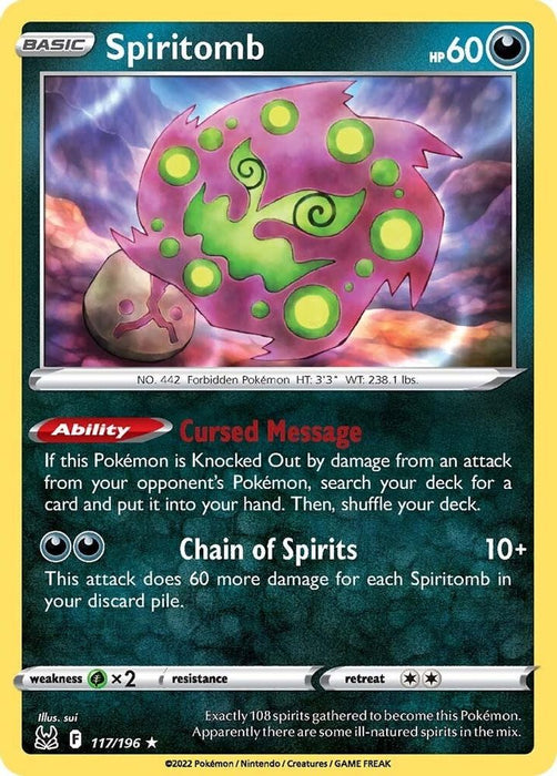 Spiritomb (#117/196) (SWSH11: Lost Origin) Near Mint Reverse Holofoil