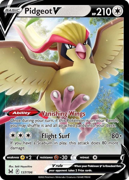 Pidgeot V (#137/196) (SWSH11: Lost Origin) Near Mint Holofoil