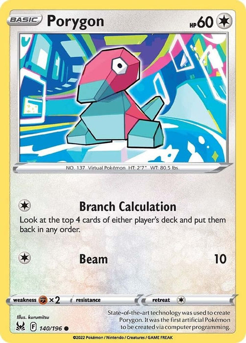 Porygon (#140/196) (SWSH11: Lost Origin) Near Mint Reverse Holofoil