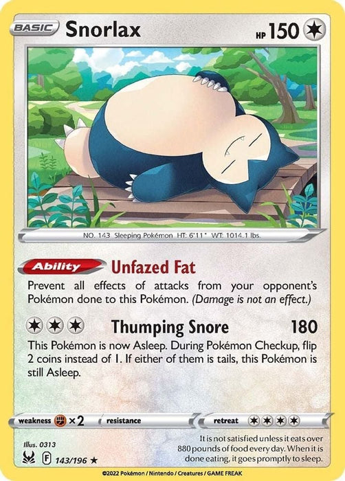 Snorlax (#143/196) (SWSH11: Lost Origin)